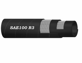 The detailed structure of SAE 100 R3 textile reinforced hydraulic hose.
